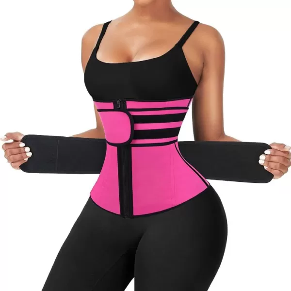 Waist Trainer for Women Long Torso Sauna Workout Double Belt With Zipper 7 Steel Bones)