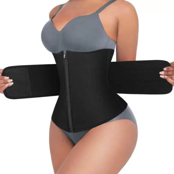 Waist Trainer for Women Long Torso Sauna Workout Double Belt With Zipper 7 Steel Bones