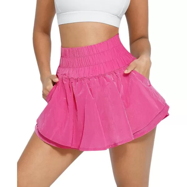 Womens High Waisted Athletic Shorts Elastic Casual Summer Culottes Running Shorts Quick Dry Gym Workout Skirt