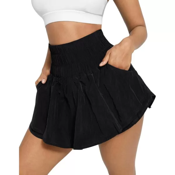 Womens High Waisted Athletic Shorts Elastic Casual Summer Culottes Running Shorts Quick Dry Gym Workout Skirt