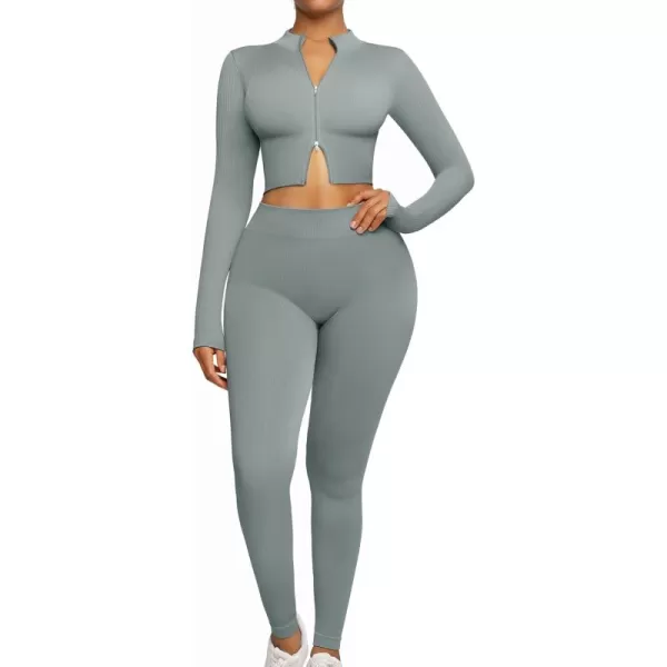 Workout Sets for Women-2 Piece Seamless Yoga Outfit High Waist Leggings Crop Top Gym Sets
