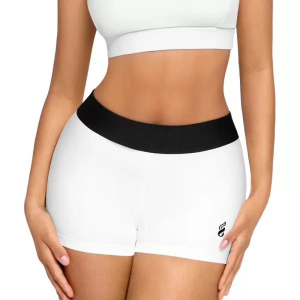 Workout Shorts for Women Mid Waist Tummy Control Wide Waistband Shorts Athletic Shorts