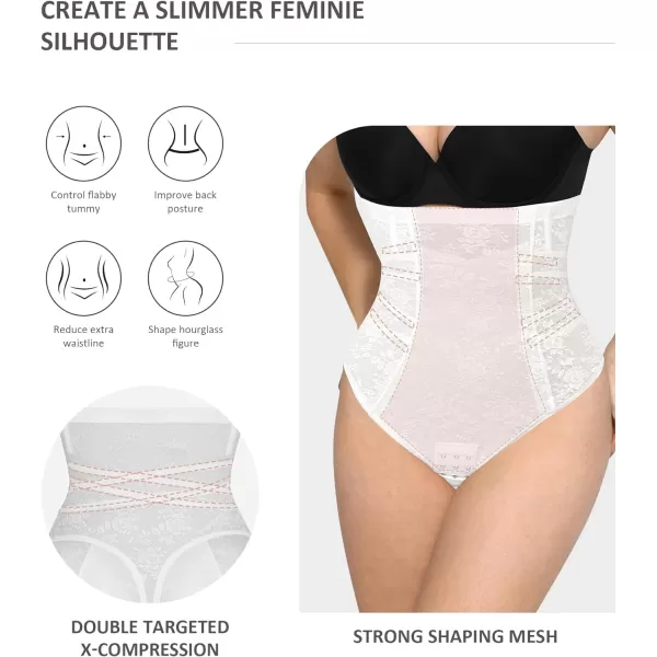 FeelinGirl Thong Shapewear Tummy Control High Waists Slimming Body Shaper Briefs Lace Faja Panties Girdle for Women