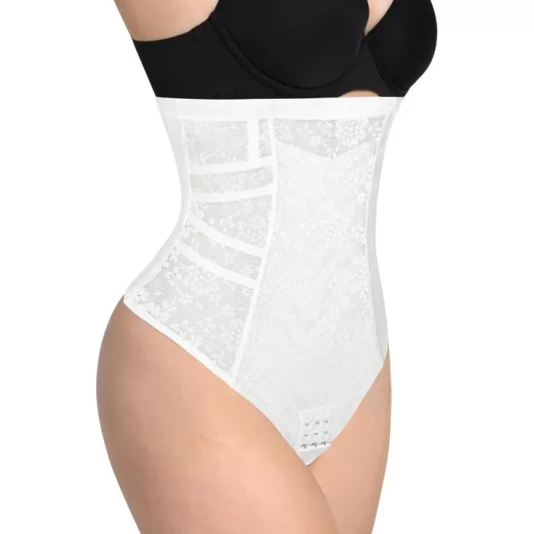 FeelinGirl Thong Shapewear Tummy Control High Waists Slimming Body Shaper Briefs Lace Faja Panties Girdle for Women