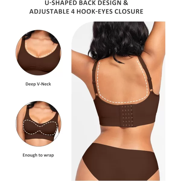 Bras for Women Wireless Bra Deep V Bras Back Smoothing Bra Seamless Bras with Removable Pads
