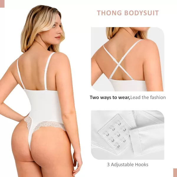 Lace Bodysuits for Women Tummy Control Shapewear Bodysuit V Neck Thong Body Suit 2024