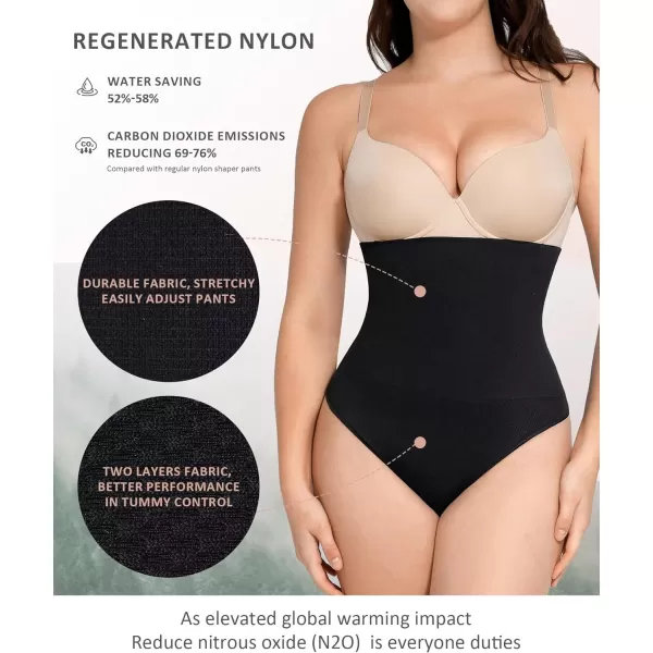 Tummy Control Shapewear High Waisted Thong Body Shaper for Women Seamless Shaping Underwear