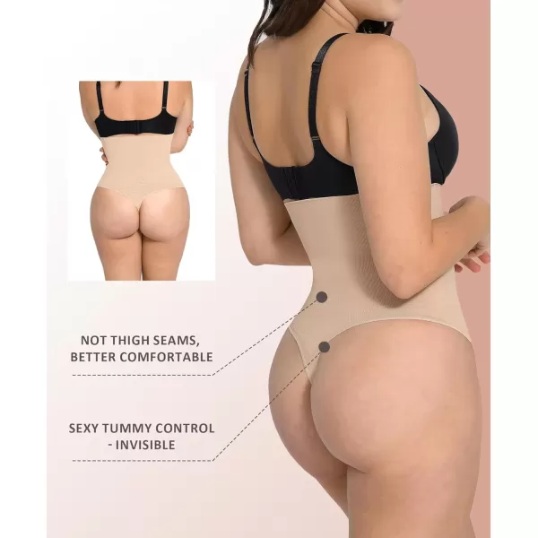 Tummy Control Shapewear High Waisted Thong Body Shaper for Women Seamless Shaping Underwear