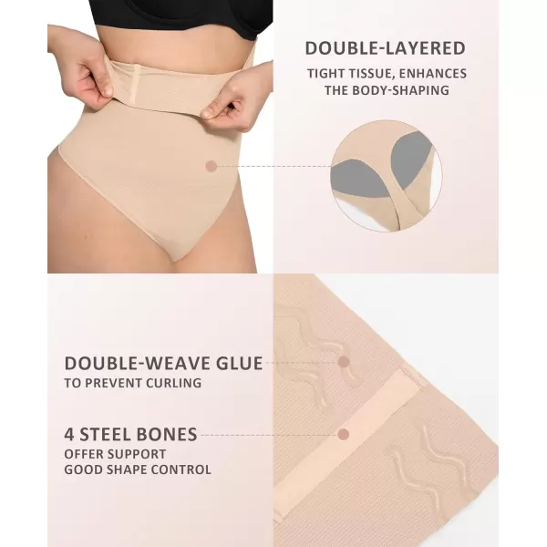 Tummy Control Shapewear High Waisted Thong Body Shaper for Women Seamless Shaping Underwear