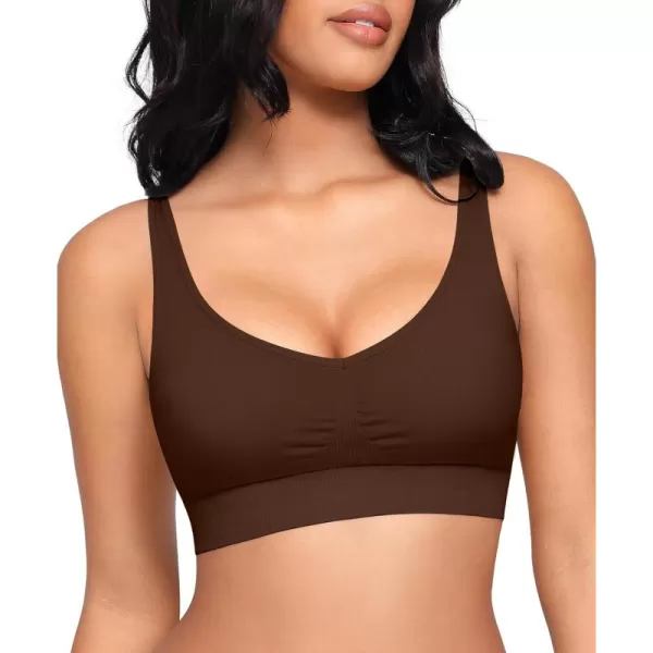 Bras for Women Wireless Bra Deep V Bras Back Smoothing Bra Seamless Bras with Removable Pads