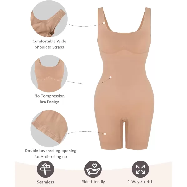 Shapewear Bodysuit for Women Tummy Control Seamless Butt Lifting Thigh Slimmer Full Body Shaper