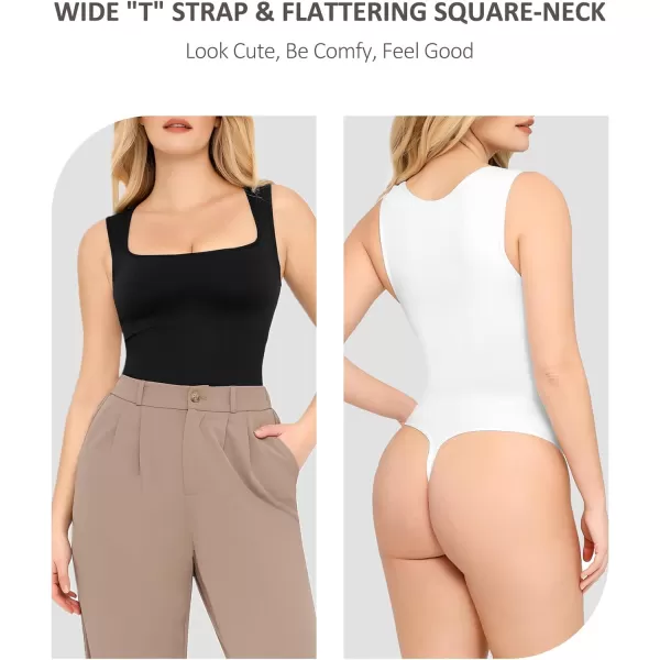 Shapewear Bodysuits for Women Tummy Control Suqare Neck Thong Body Suit Sleeveless Going Out Tank Tops 2024