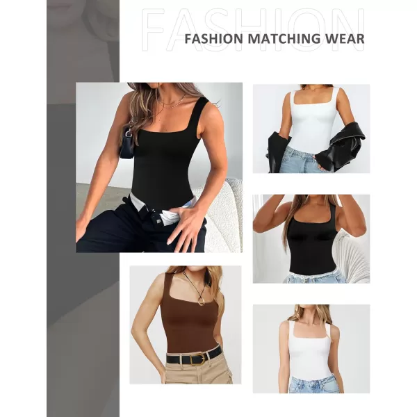 Shapewear Bodysuits for Women Tummy Control Suqare Neck Thong Body Suit Sleeveless Going Out Tank Tops 2024
