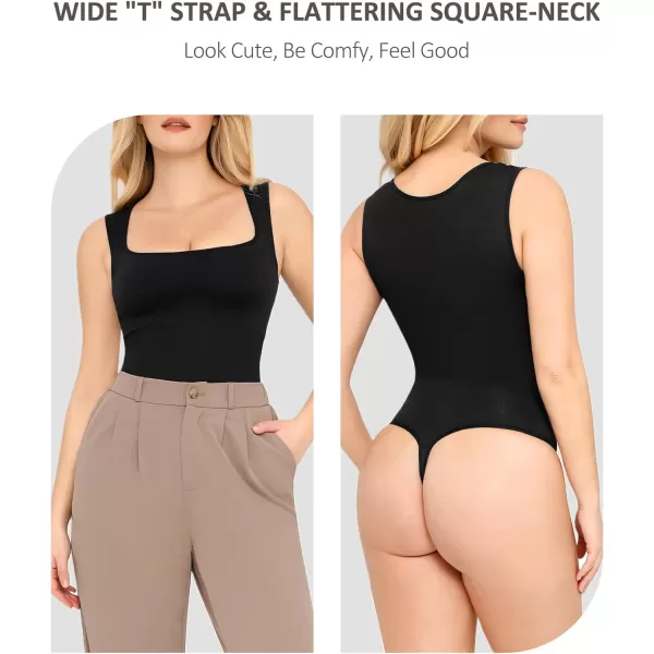 Shapewear Bodysuits for Women Tummy Control Suqare Neck Thong Body Suit Sleeveless Going Out Tank Tops 2024