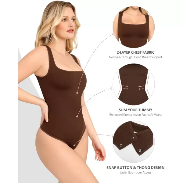 Shapewear Bodysuits for Women Tummy Control Suqare Neck Thong Body Suit Sleeveless Going Out Tank Tops 2024