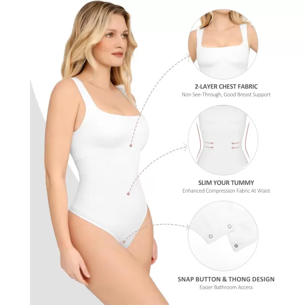 Shapewear Bodysuits for Women Tummy Control Suqare Neck Thong Body Suit Sleeveless Going Out Tank Tops 2024