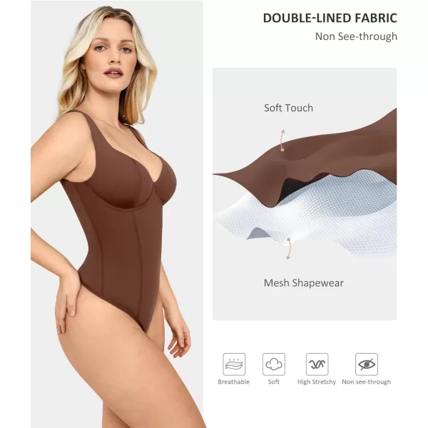 FeelinGirl Shapewear Bodysuits for Women Tummy Control Sweetheart Neck Thong Body Suits Corset Tops