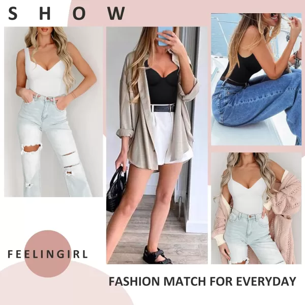 FeelinGirl Shapewear Bodysuits for Women Tummy Control Sweetheart Neck Thong Body Suits Corset Tops