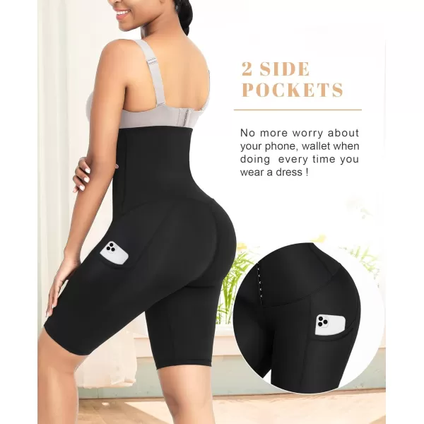 FeelinGirl Shapewear for Women Tummy Control High Waisted Faja Shorts Corset Waist Trainer Body Shaper Shorts with Pockets