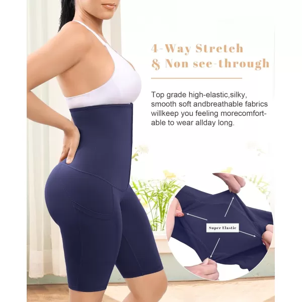 FeelinGirl Shapewear for Women Tummy Control High Waisted Faja Shorts Corset Waist Trainer Body Shaper Shorts with Pockets