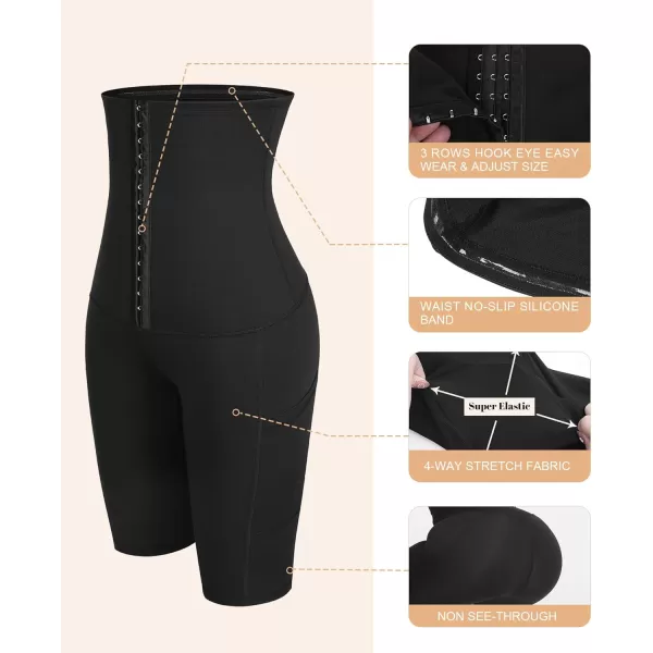 FeelinGirl Shapewear for Women Tummy Control High Waisted Faja Shorts Corset Waist Trainer Body Shaper Shorts with Pockets