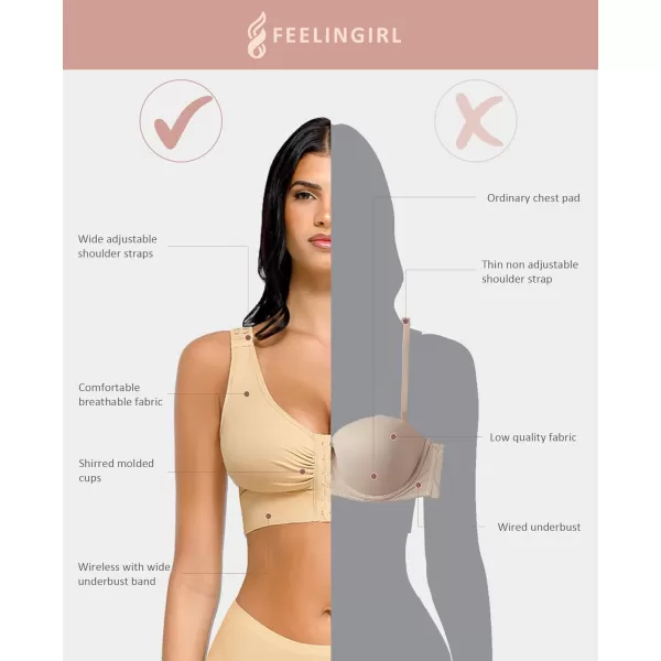 Post Surgery Compression Bra for Women's Front Closure with Adjustable Straps Wirefree Post Op Bra