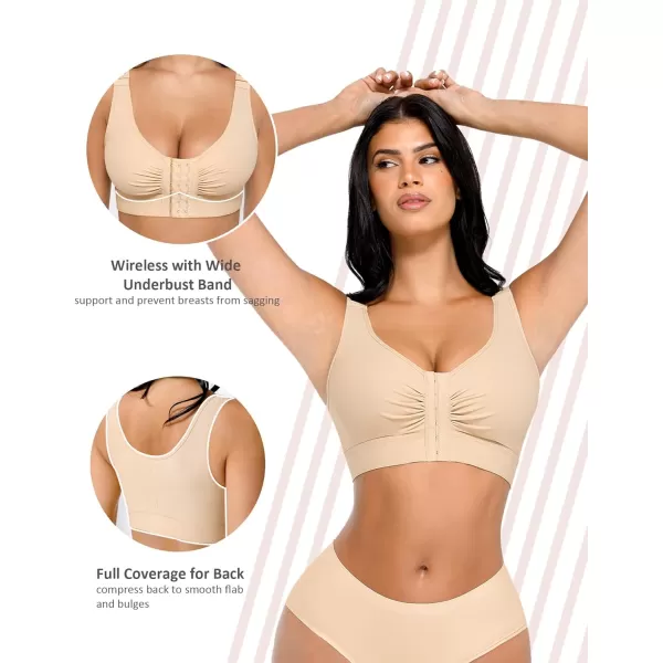 Post Surgery Compression Bra for Women's Front Closure with Adjustable Straps Wirefree Post Op Bra