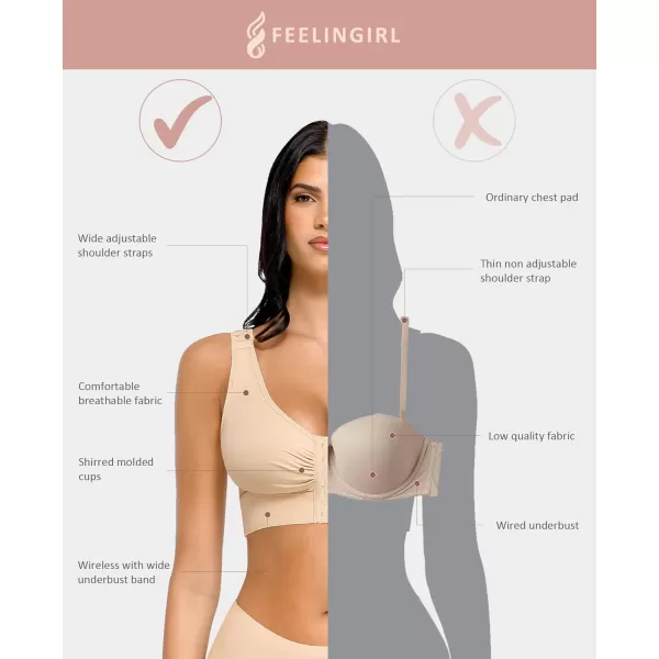 Post Surgery Compression Bra for Women's Front Closure with Adjustable Straps Wirefree Post Op Bra