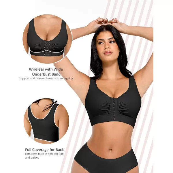 Post Surgery Compression Bra for Women's Front Closure with Adjustable Straps Wirefree Post Op Bra