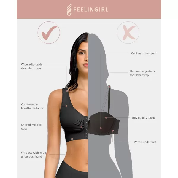 Post Surgery Compression Bra for Women's Front Closure with Adjustable Straps Wirefree Post Op Bra