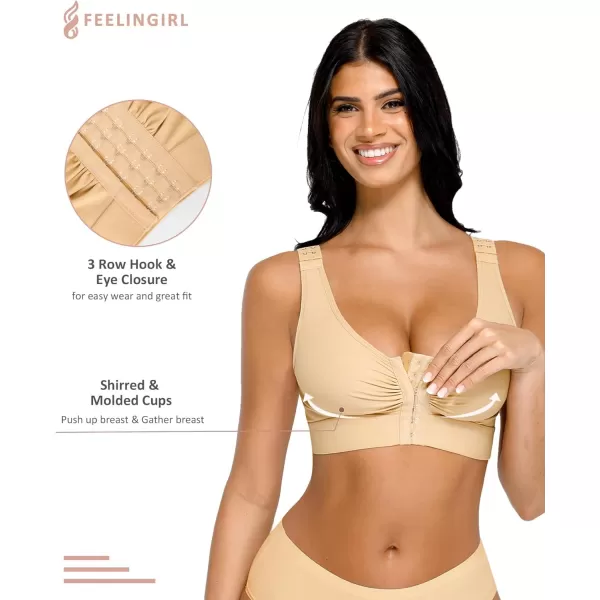 Post Surgery Compression Bra for Women's Front Closure with Adjustable Straps Wirefree Post Op Bra