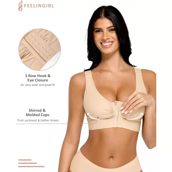 Post Surgery Compression Bra for Women's Front Closure with Adjustable Straps Wirefree Post Op Bra
