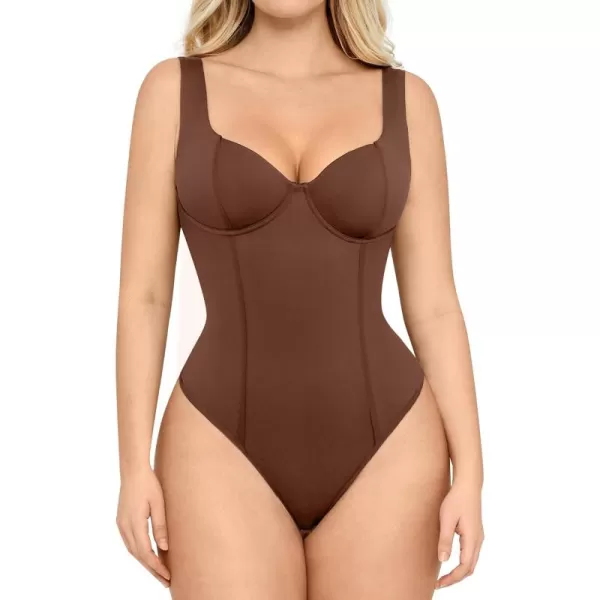 FeelinGirl Shapewear Bodysuits for Women Tummy Control Sweetheart Neck Thong Body Suits Corset Tops