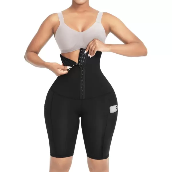 FeelinGirl Shapewear for Women Tummy Control High Waisted Faja Shorts Corset Waist Trainer Body Shaper Shorts with Pockets