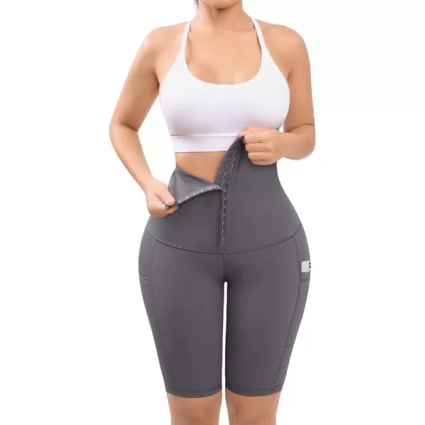 FeelinGirl Shapewear for Women Tummy Control High Waisted Faja Shorts Corset Waist Trainer Body Shaper Shorts with Pockets