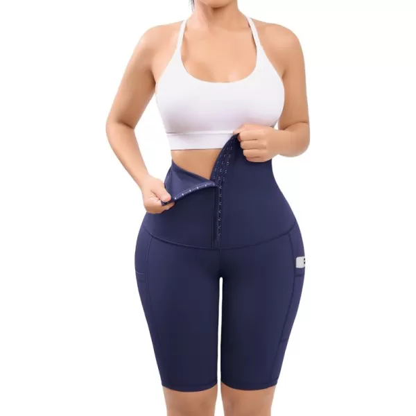 FeelinGirl Shapewear for Women Tummy Control High Waisted Faja Shorts Corset Waist Trainer Body Shaper Shorts with Pockets