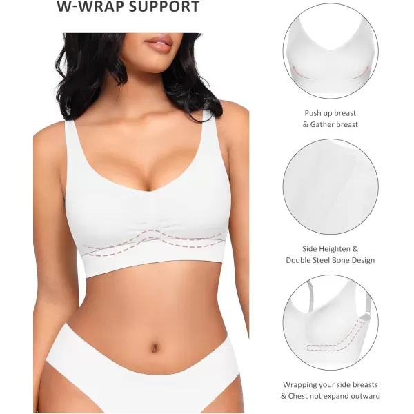 FeelinGirl Bras for Women Wireless Bra Deep V Bras Back Smoothing Bra Seamless Bras with Removable Pads