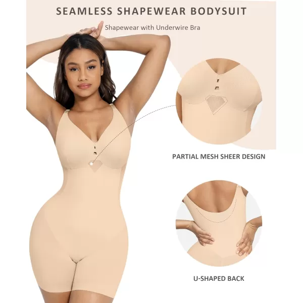 FeelinGirl Shapewear Bodysuit for Women Tummy Control Butt Lifter Faja Full Body Shaper with Bulid-in Bra