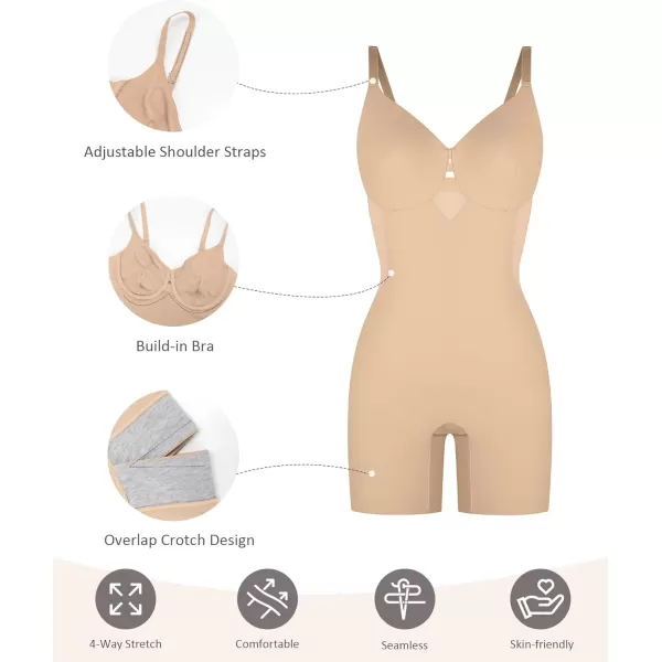 FeelinGirl Shapewear Bodysuit for Women Tummy Control Butt Lifter Faja Full Body Shaper with Bulid-in Bra