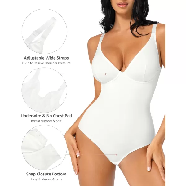 FeelinGirl Shapewear Bodysuits for Women Tummy Control Body Suits Deep V Neck Corset Body Shaper Tops