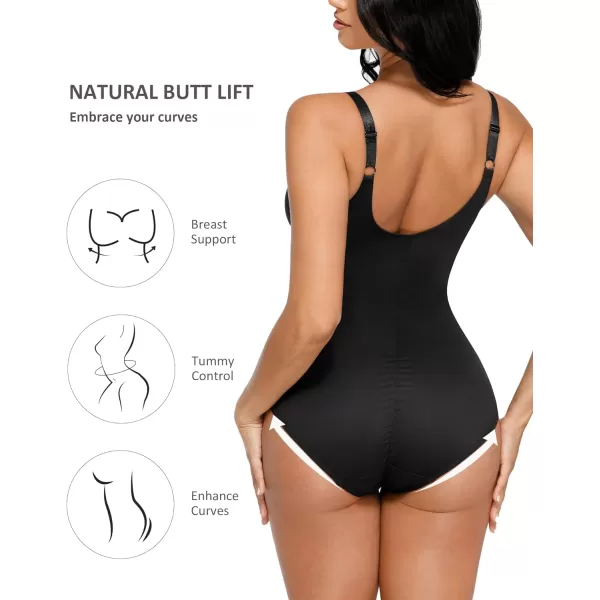 FeelinGirl Shapewear Bodysuits for Women Tummy Control Body Suits Deep V Neck Corset Body Shaper Tops