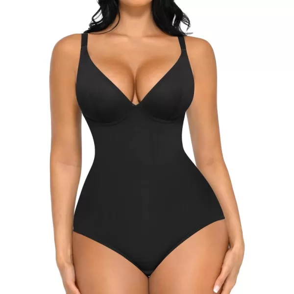 FeelinGirl Shapewear Bodysuits for Women Tummy Control Body Suits Deep V Neck Corset Body Shaper Tops