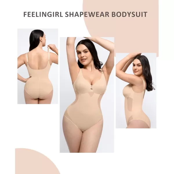 FeelinGirl Shapewear Tummy Control Bodysuit For Women Shapewear Body Suits Tops Seamless Body Shaper