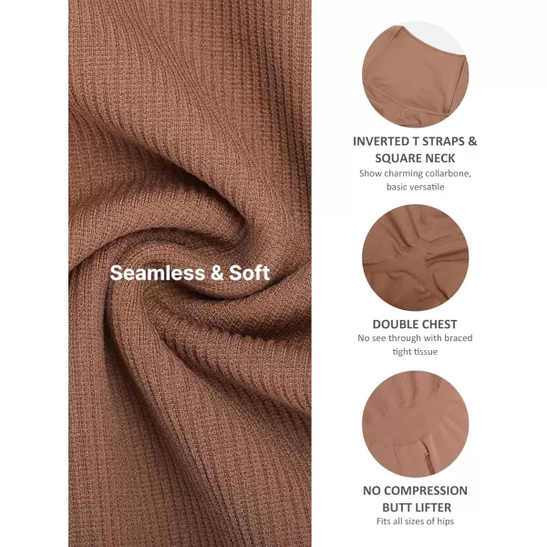 FeelinGirl Shapewear for Women Tummy Control Seamless Body Shaper Square Neck Bodysuit Full Body Shapewear