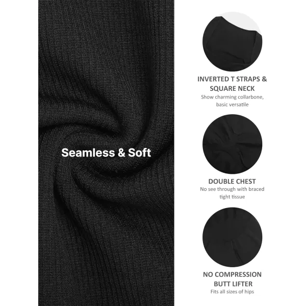 FeelinGirl Shapewear for Women Tummy Control Seamless Body Shaper Square Neck Bodysuit Full Body Shapewear