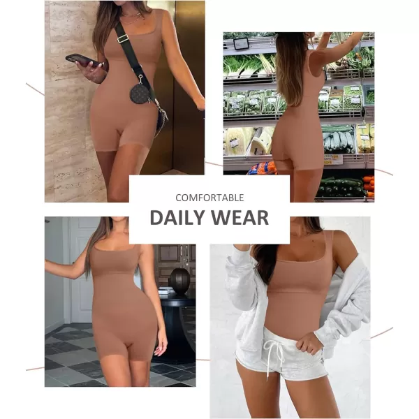 FeelinGirl Shapewear for Women Tummy Control Seamless Body Shaper Square Neck Bodysuit Full Body Shapewear
