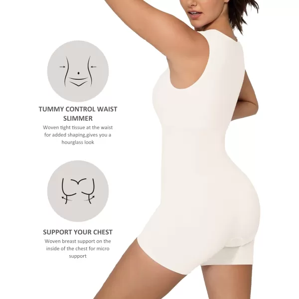 FeelinGirl Shapewear for Women Tummy Control Seamless Body Shaper Square Neck Bodysuit Full Body Shapewear