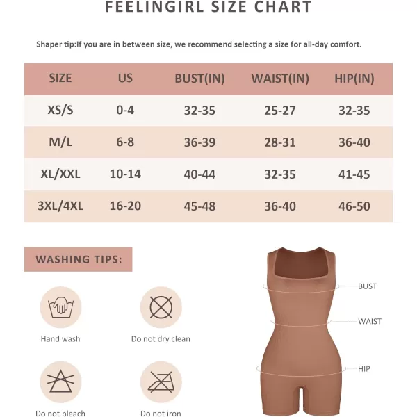 FeelinGirl Shapewear for Women Tummy Control Seamless Body Shaper Square Neck Bodysuit Full Body Shapewear