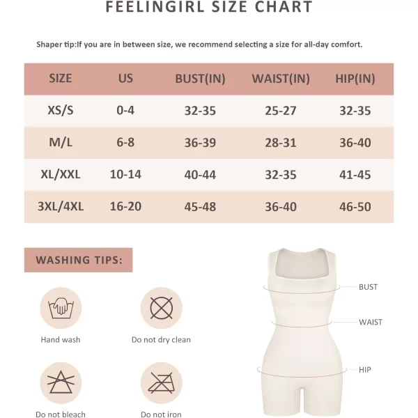 FeelinGirl Shapewear for Women Tummy Control Seamless Body Shaper Square Neck Bodysuit Full Body Shapewear
