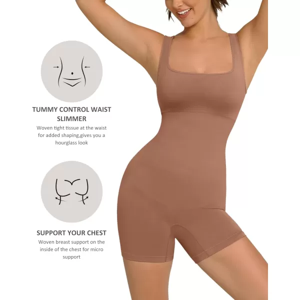 FeelinGirl Shapewear for Women Tummy Control Seamless Body Shaper Square Neck Bodysuit Full Body Shapewear